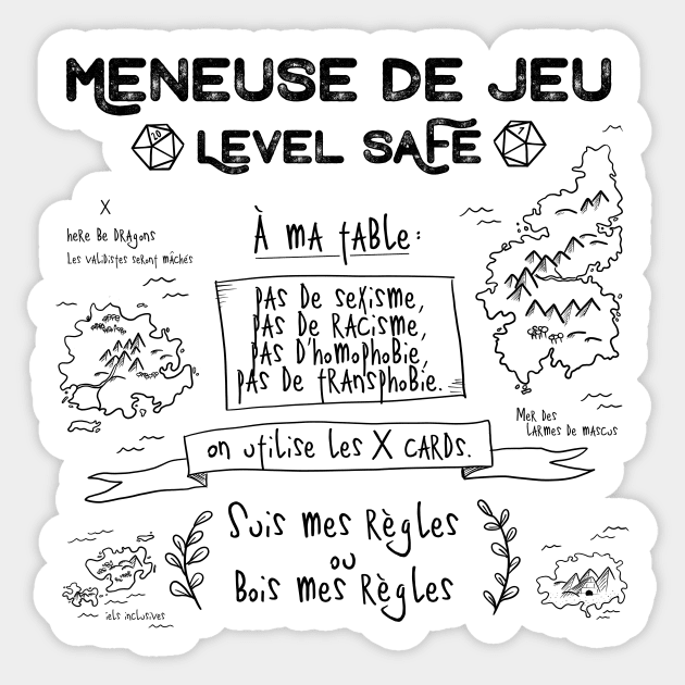 Meneuse de Jeu, level SAFE / Feminist French Roleplaying Sticker by nathalieaynie